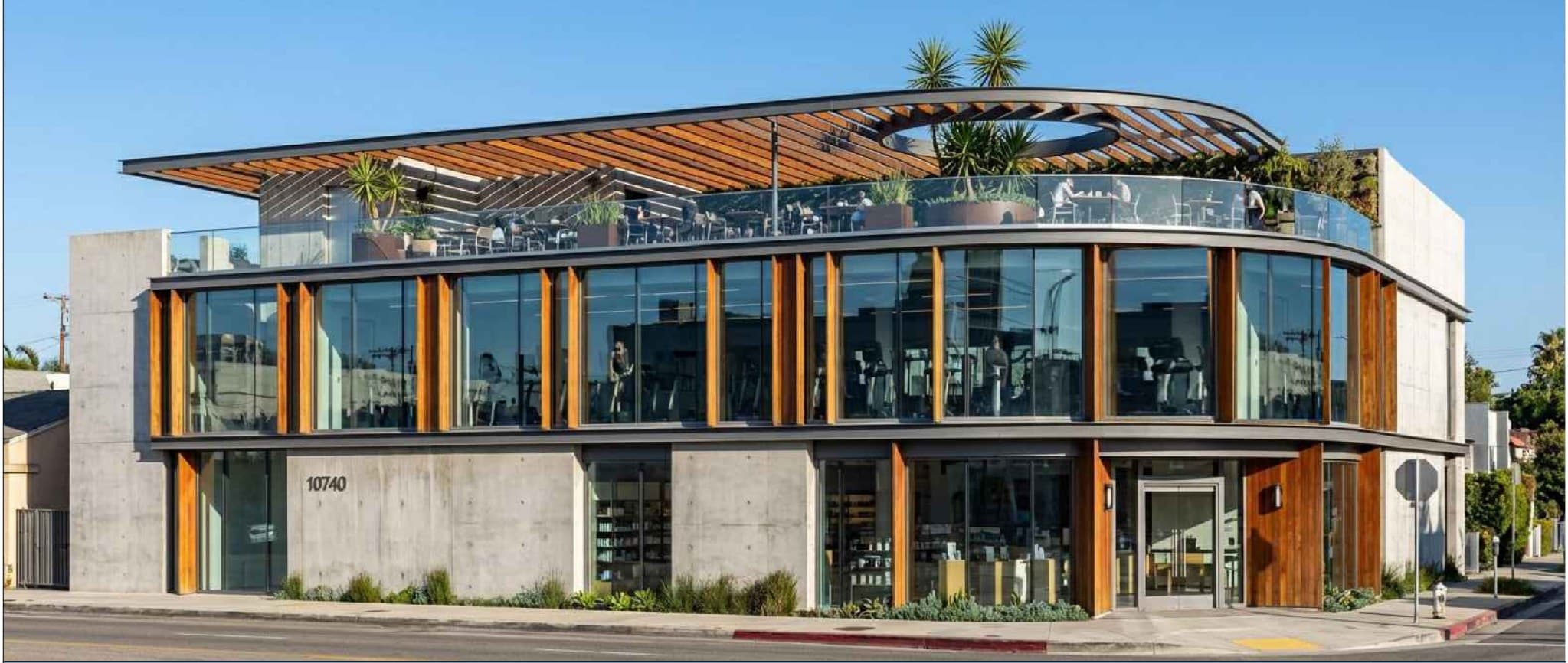 Angled view of the completed 10740 Ventura Blvd building along the boulevard